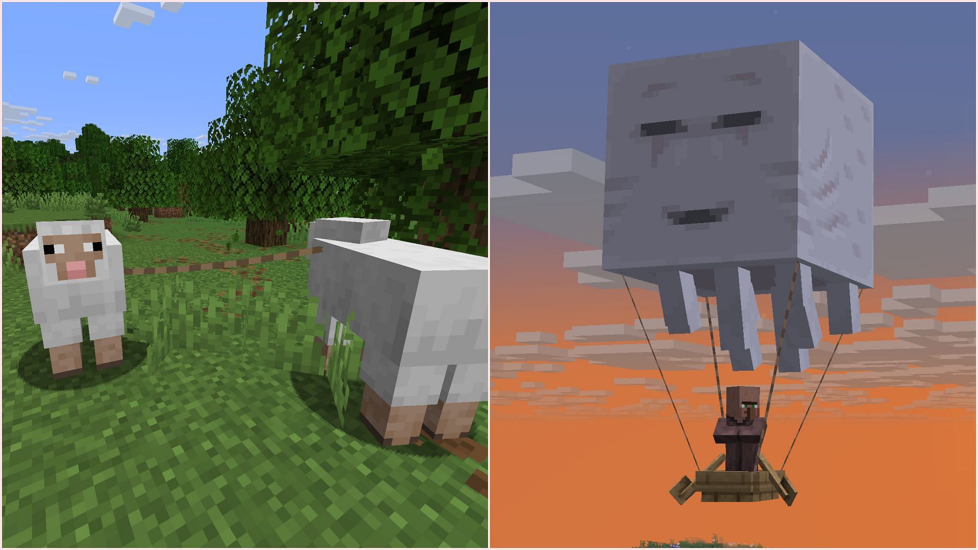 Leash mechanics finally arrive as test feature in Minecraft Bedrock beta and preview (Image via Sportskeeda Gaming || Mojang Studios)