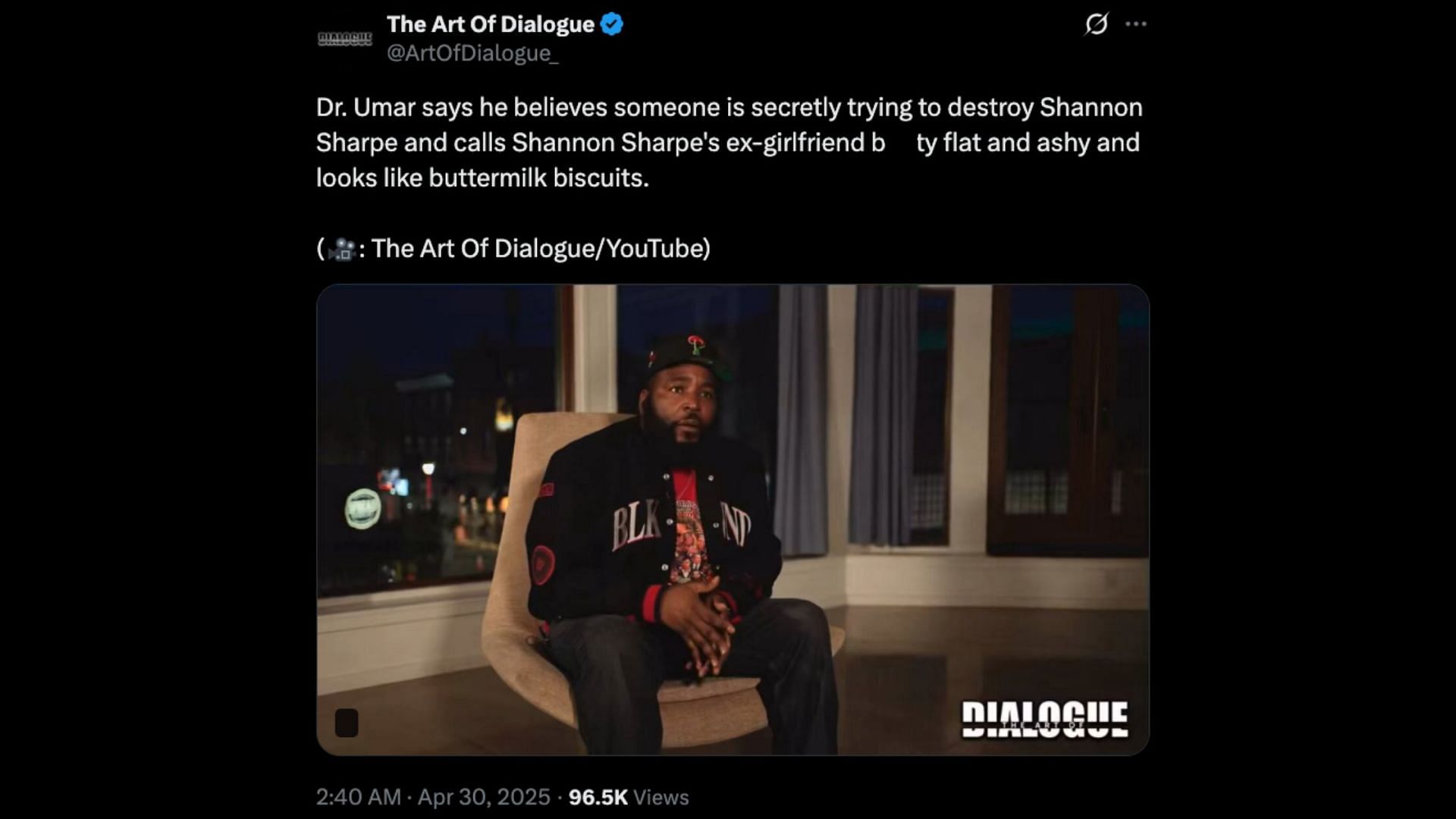 Dr. Umar weighed in on Sharpe&#039;s lawsuit (Image via X/@ArtOfDialogue_)