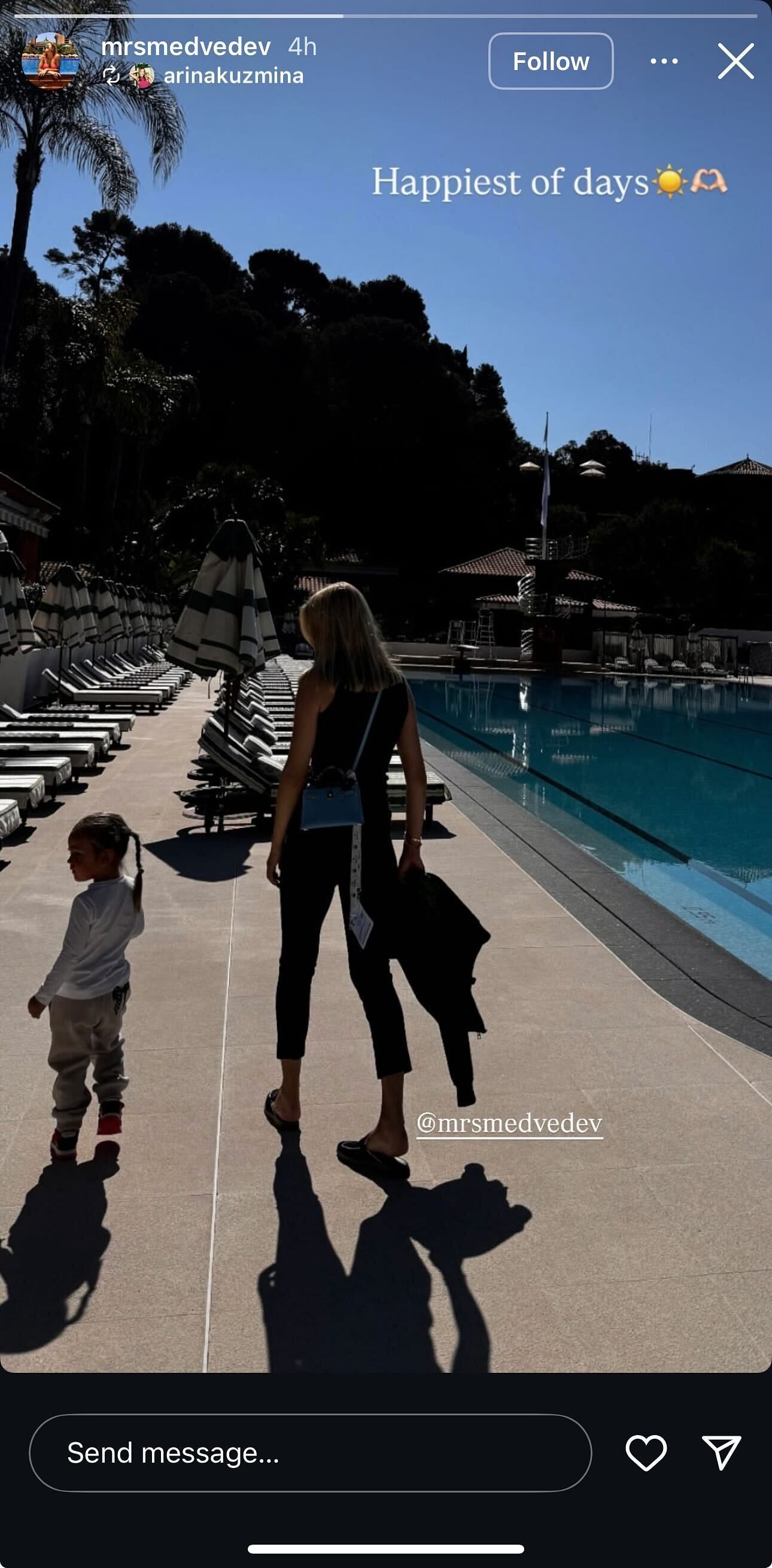Daniil Medvedev&#039;s wife Daria posts her picture with their daughter Alisa by the poolside in Monaco, (Source: Instagram)