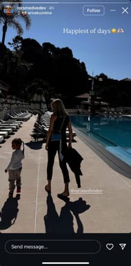 Daniil Medvedev's wife Daria posts her picture with their daughter Alisa by the poolside in Monaco, (Source: Instagram)
