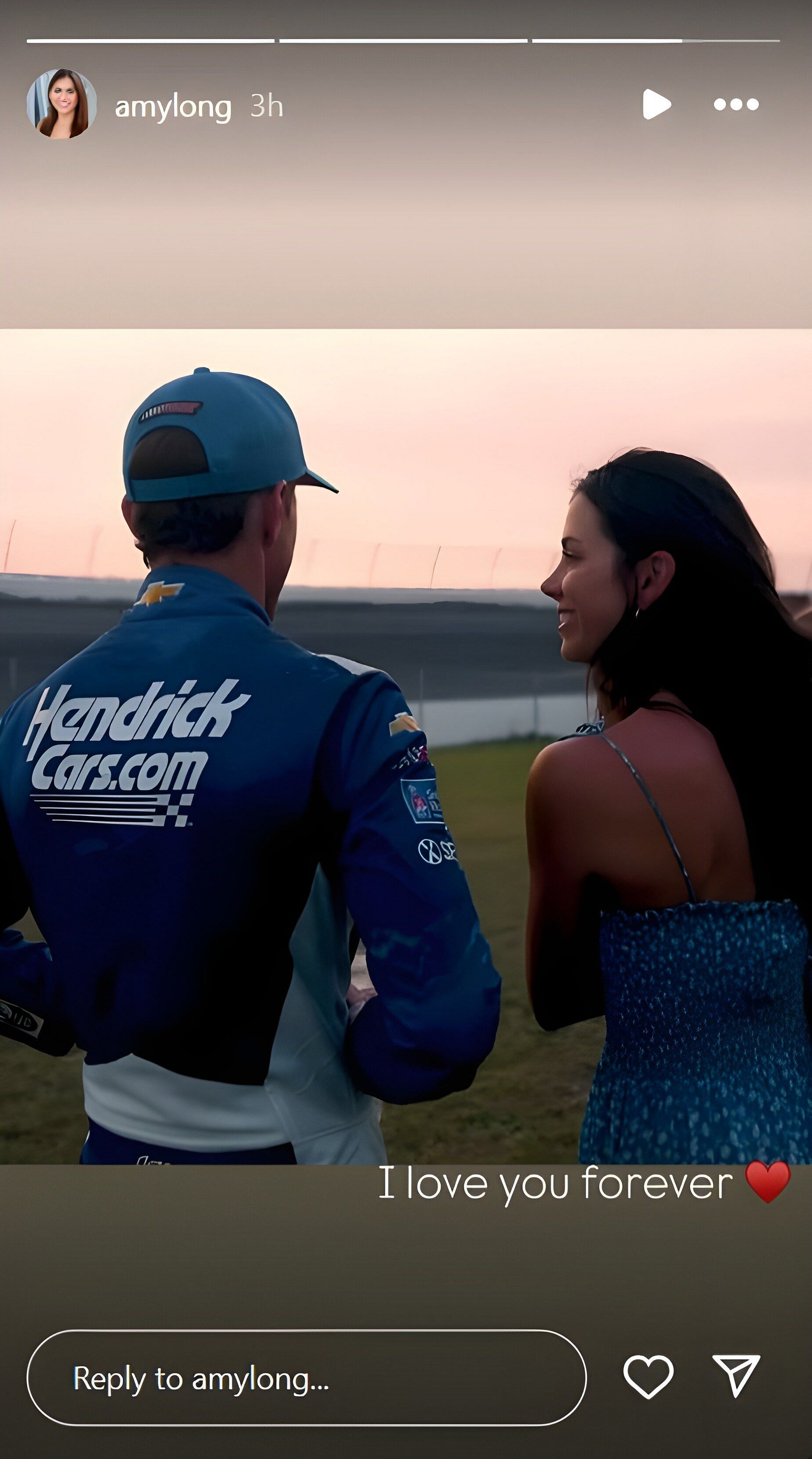 Amy Long&#039;s story for partner Kasey Kahne. Source: Instagram, @amylong