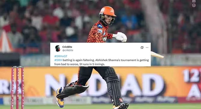 "Bad to worse" - Fans erupt after Abhishek Sharma fails again in SRH vs GT IPL 2025 match