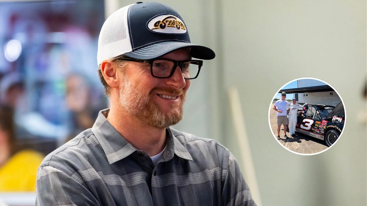 Dale Earnhardt Jr. drops 4-word reaction to his collaboration with Cleetus McFarland . Images via Imagn and Instagram (@garrett_1320video)