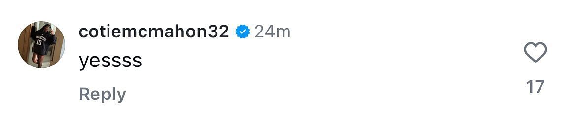 Cotie McMahon praises Serah Williams&#039; transfer decision (IG/serahh.w)
