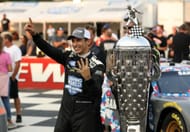 Helio Castroneves celebrates after winning the 2021 Indy 500 event - Source: Getty