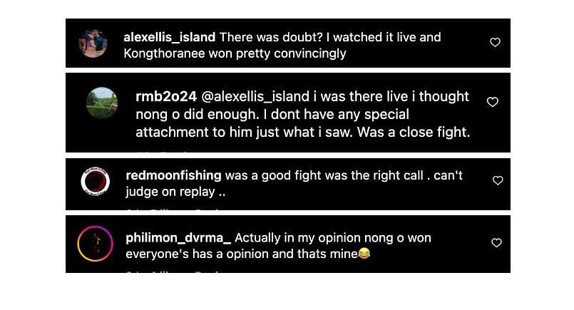 Screenshot of comments. [ONE Championship/Instagram]