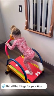 Sterling Skye Mahomes runs on a treadmill