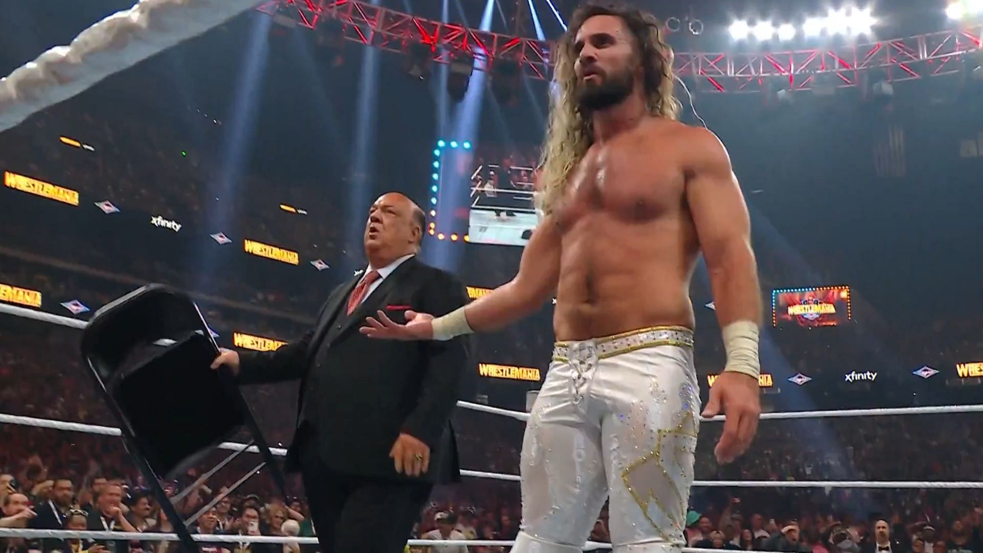 Paul Heyman (left) and Seth Rollins (right) at WrestleMania 41 [Image Credits: WWE