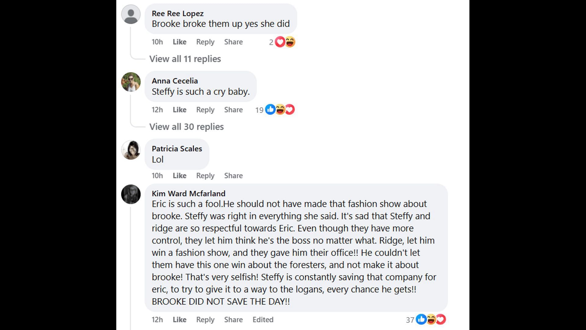 Fans voice their opinions about the aftermath of Eric&#039;s decision (Image via Facebook/The Bold and the Beautiful)
