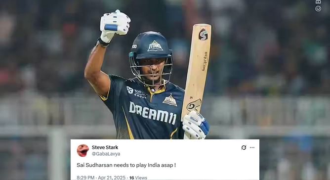 "Needs to play India asap" - Fans in awe as Sai Sudharsan smashes his 5th fifty in 8th IPL 2025 game during KKR vs GT clash
