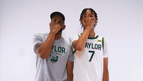 PHOTOS: 4x NBA Champ's son Andre Iguodala II poses in a Baylor Bears jersey with his dad as he takes an official visit