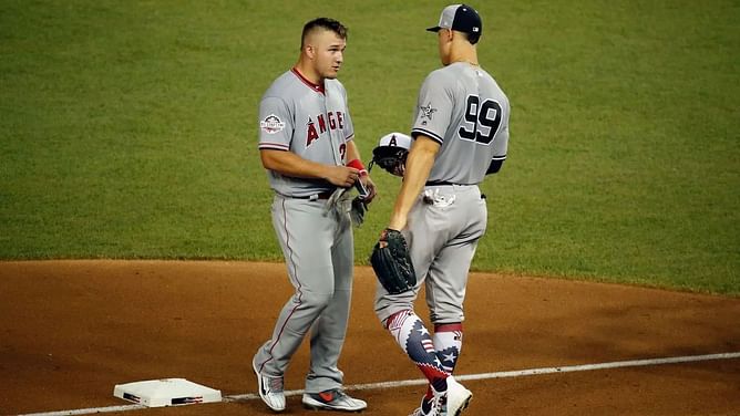 WATCH: Mike Trout crushes a towering home run vs Astros, ties Aaron Judge on top of leaderboard