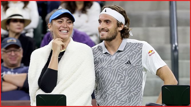 WATCH: Paula Badosa blesses boyfriend Stefanos Tsitsipas with good luck kiss ahead of Greek's Madrid Open match