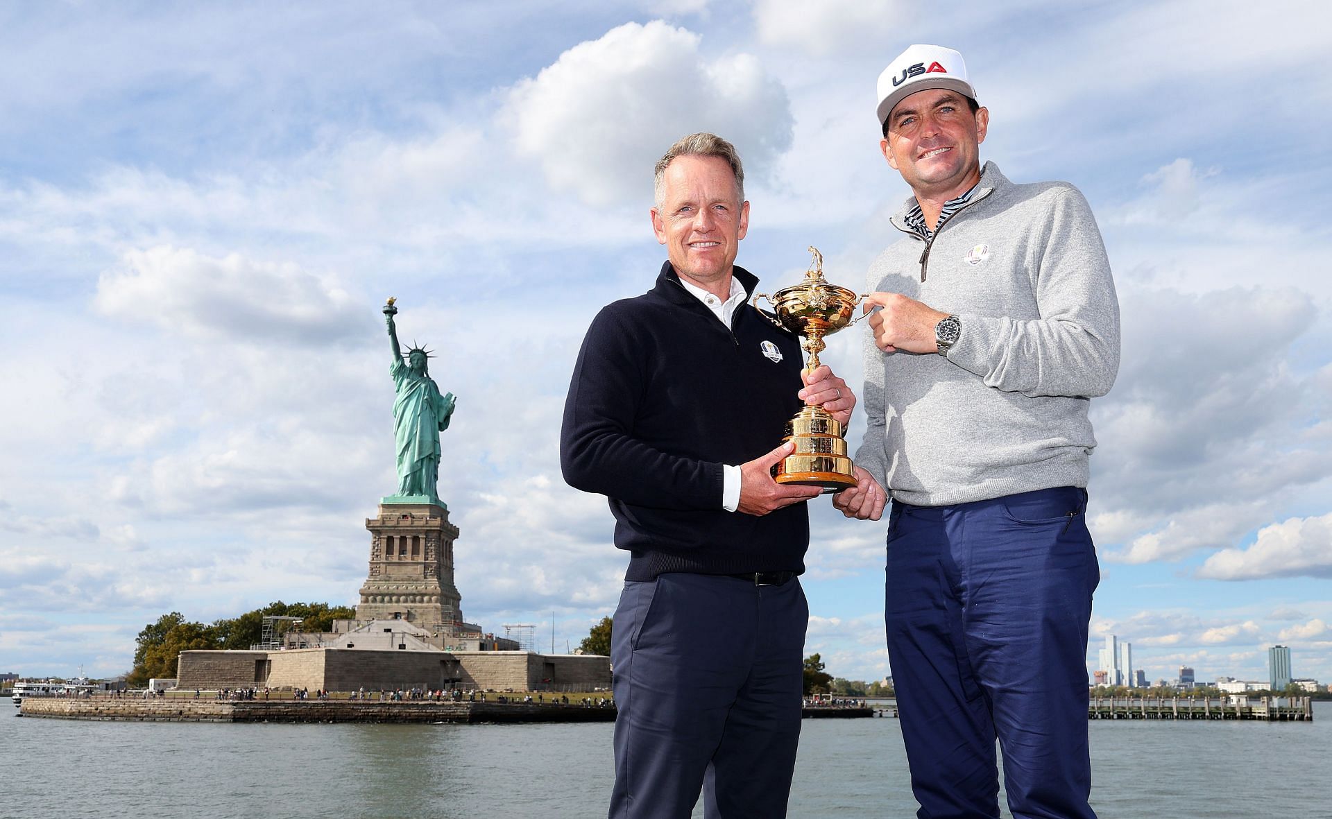 Ryder Cup captains Luke Donald and Keegan Bradley at the ear To Go event (via Getty)
