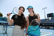 Gamers Valkyrae (L) and Loserfruit (R) pose ahead of the Fortnite Summer Smash during day 13 of the 2019 Australian Open at Melbourne Park on January 26, 2019, in Melbourne, Australia. (Image via Getty)