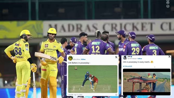 "CSK players' concern for Nature" - Fans slam batters for another shambolic powerplay in CSK vs KKR IPL 2025 match