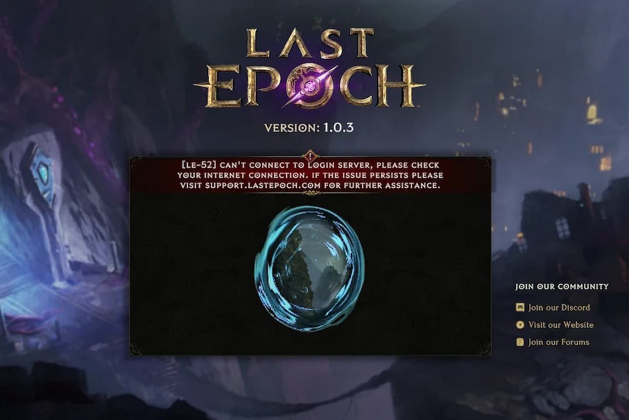LE-52 Error code in Last Epoch (Image via EHG)