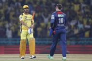 MS Dhoni shaking hands with David Miller during 2025 IPL - Lucknow Super Giants v Chennai Super Kings - Source: Getty Images
