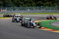 Lewis Hamilton leads Nico Rosberg during the Belgian Grand Prix at Circuit de Spa-Francorchamps on August 24, 2014 - Source: Getty