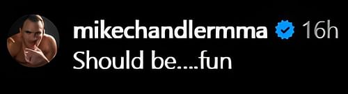 Michael Chandler's reaction to @mmajunkie's Instagram post. [Image Courtesy: @mmajunkie on Instagram]