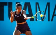 Fernandez plays a forehand in the Madrid Open - Source: Getty