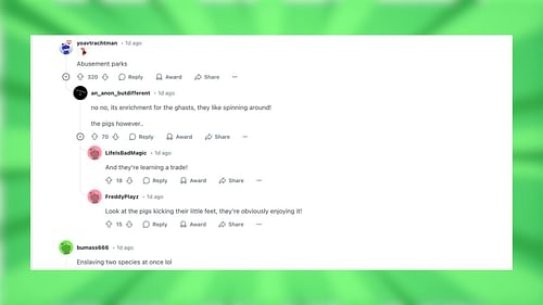 Redditors react to the amusement ride made in Minecraft using happy ghasts (Image via Reddit)