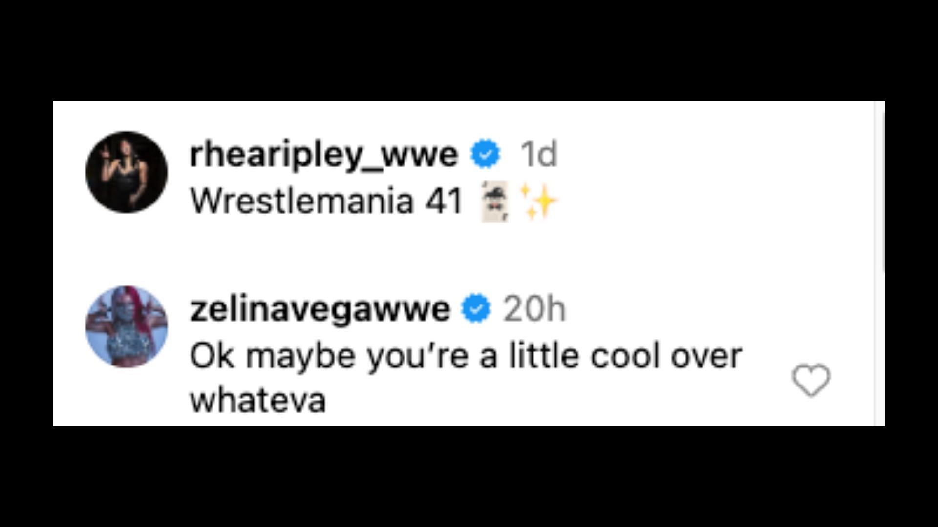 Vega sent a heartfelt message to her former rival. [Image credit: Rhea Ripley on Instagram]