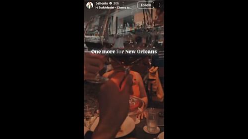 Screenshot from Balionis' story on Instagram / IG: @balionis