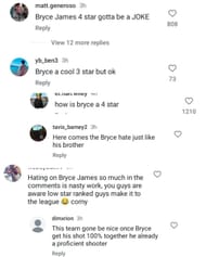 "Gotta be a Joke": Hoops fans react to LeBron James' son Bryce James' rating among Arizona Wildcats' 2025 class freshmen. (Image via Instagram @espn)