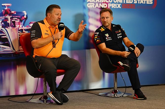 Zak Brown and Christian Horner deliver diverging verdict on Max Verstappen's controversial penalty at the F1 Saudi Arabian GP