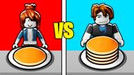 Win the pancake challenge in Pancake Battles (Image via Roblox)