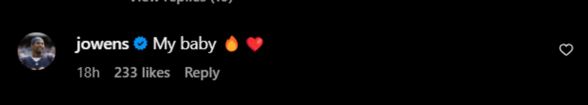 Owens supports his wife with a lovingly comment; Instagram - @simonebiles
