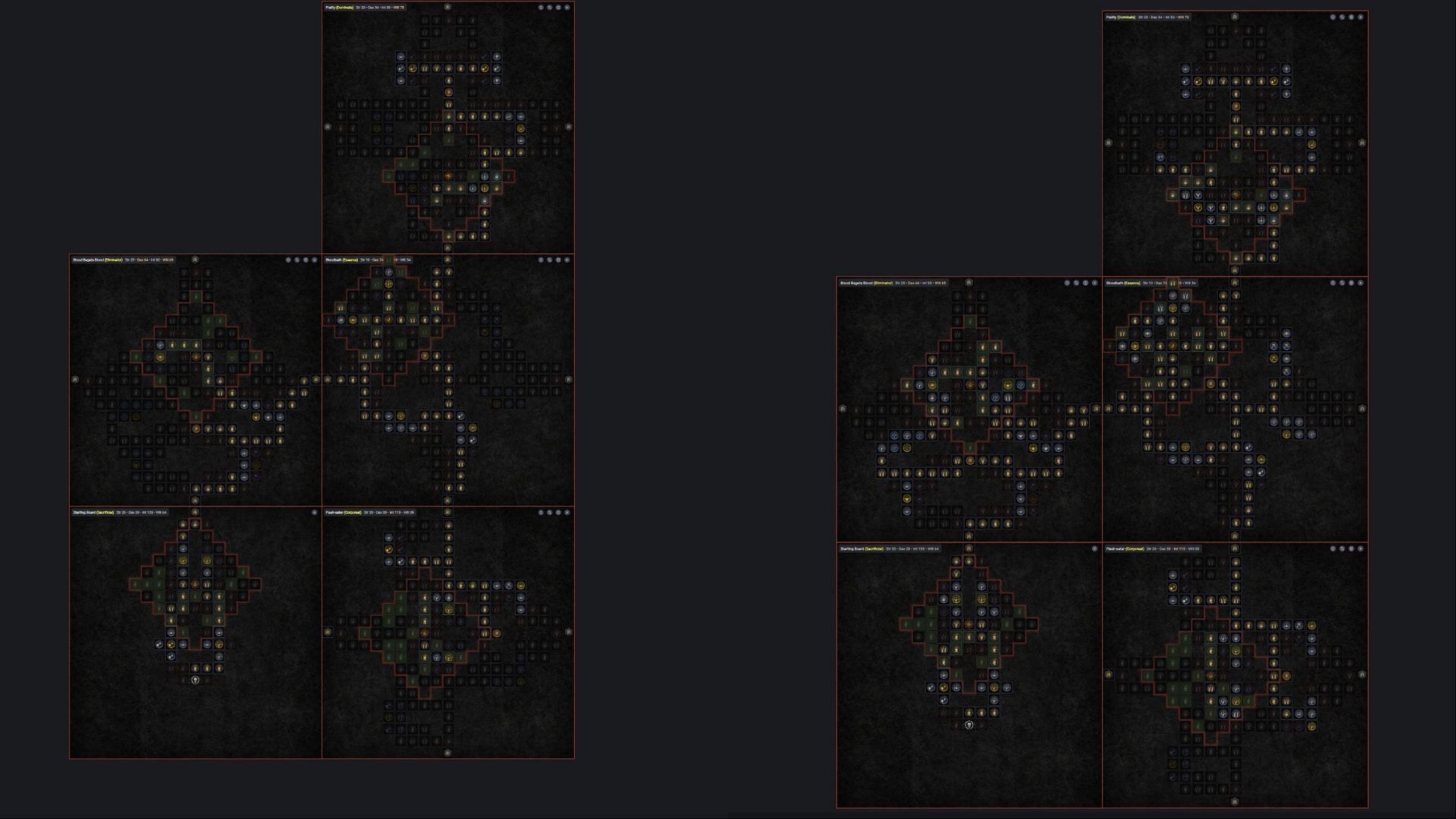 Here&#039;s a before and after for the Bone Spear Necromancer Paragon Boards (Image via D4Builds)
