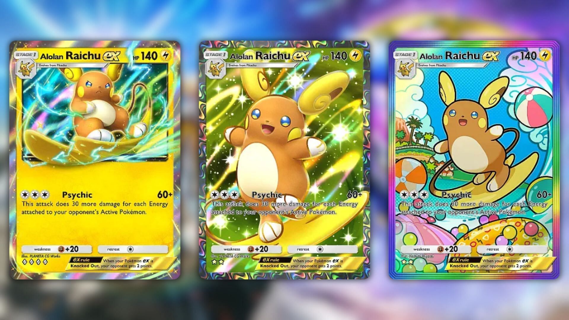 Alolan Raichu ex variants (Image via The Pokemon Company)
