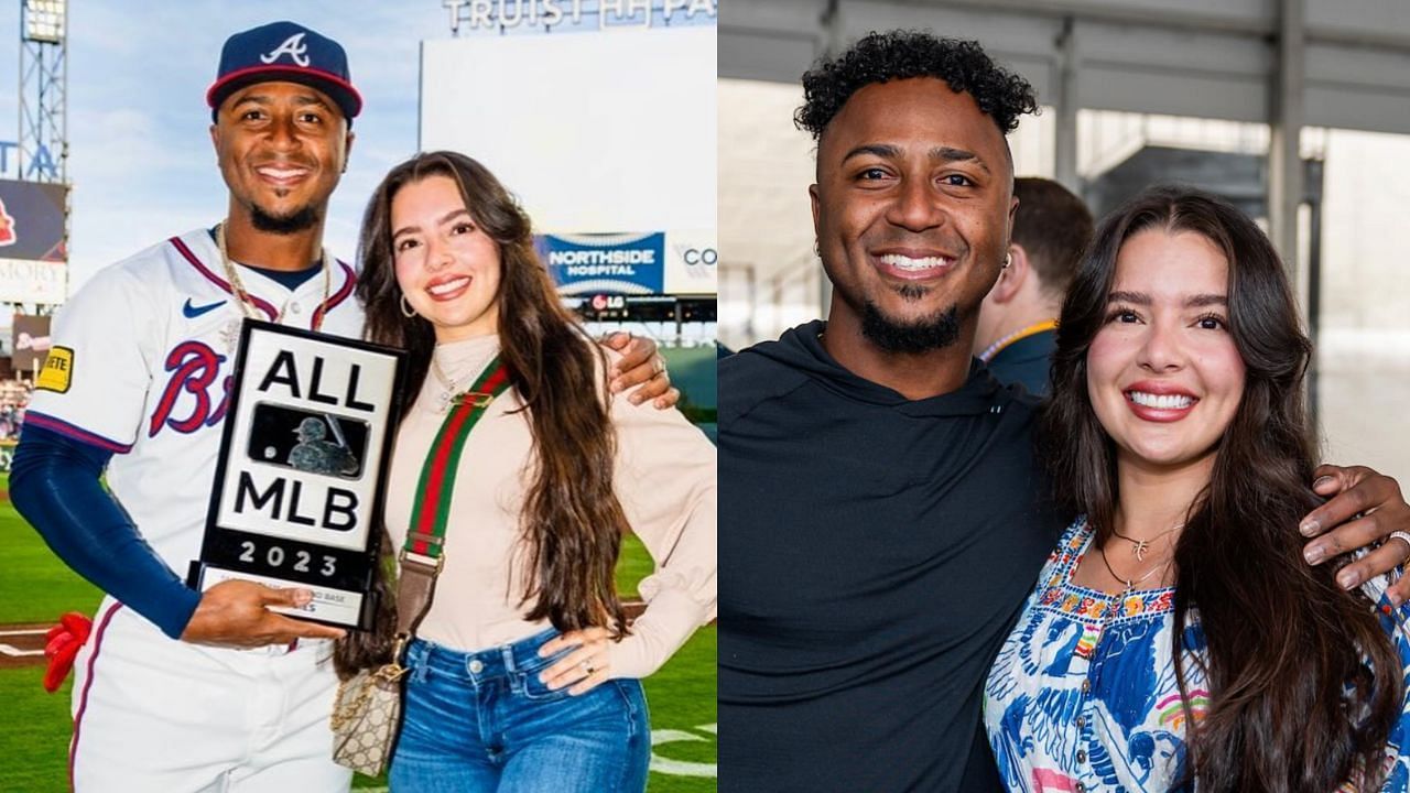 Ozzie Albies with his wife, Andreia (Images from - Instagram.com/@andreia.albies, Instagram.com/@braves)