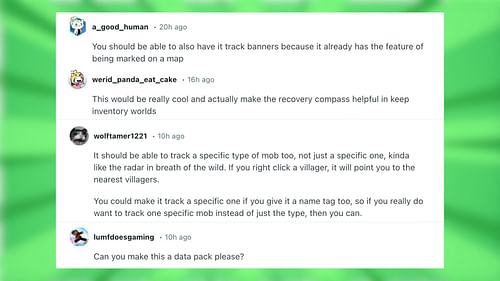 Reddit reacts to the recovery compass tweak in Minecraft (Image via Reddit)