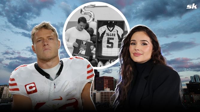 Christian McCaffrey's wife Olivia Culpo shares 'bawling' moment during RB's high school jersey retirement ceremony
