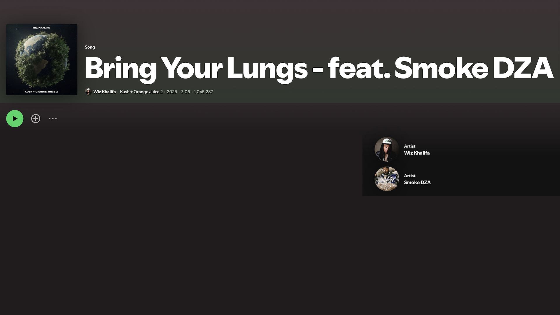 Track 21 on Wiz Khalifa&#039;s 2025 mixtape &#039;Kush + Orange Juice 2&#039; (Image via Spotify)