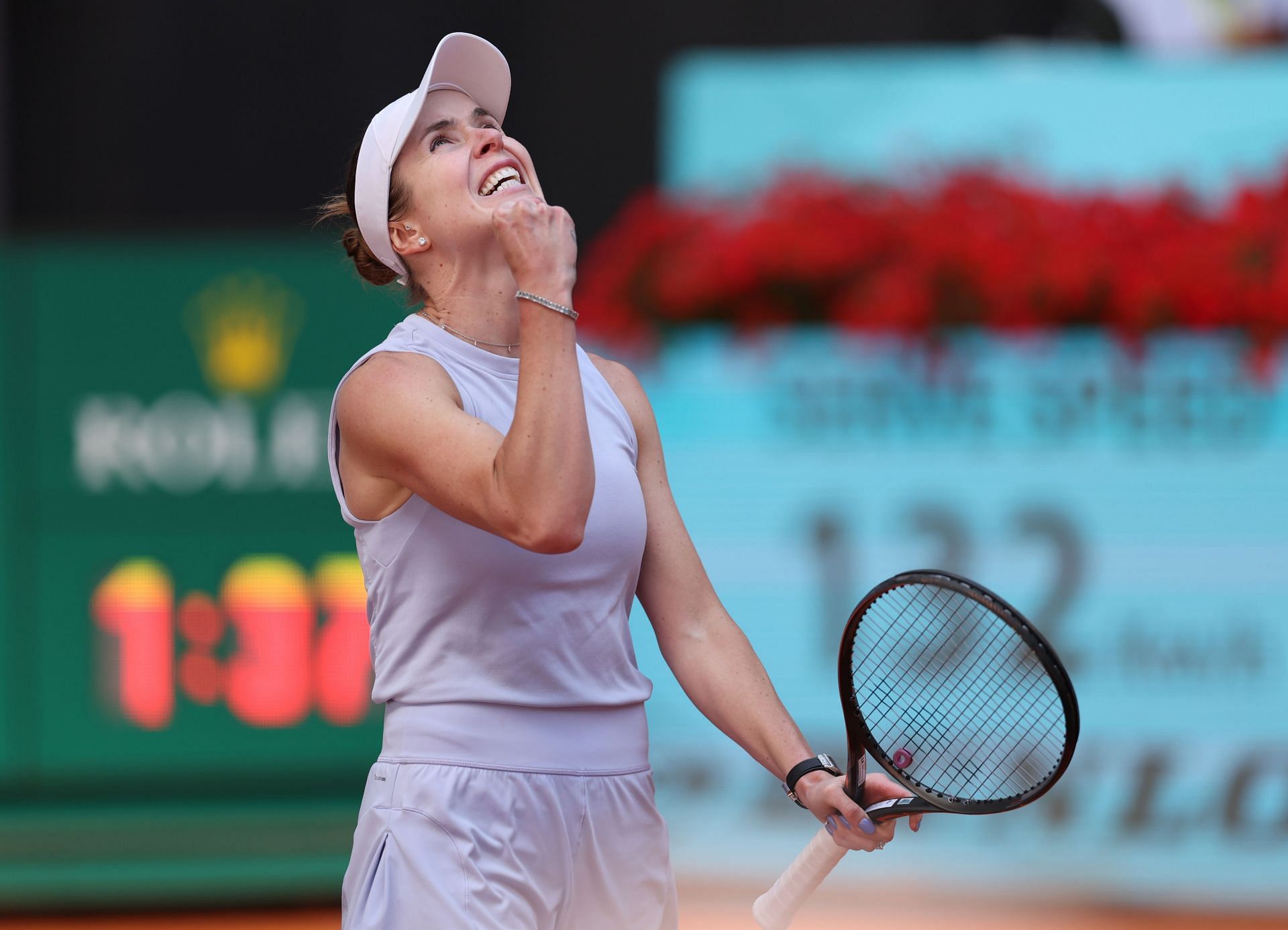 Elina Svitolina celebrates after reaching Madrid Open QFs | Image Source: Getty