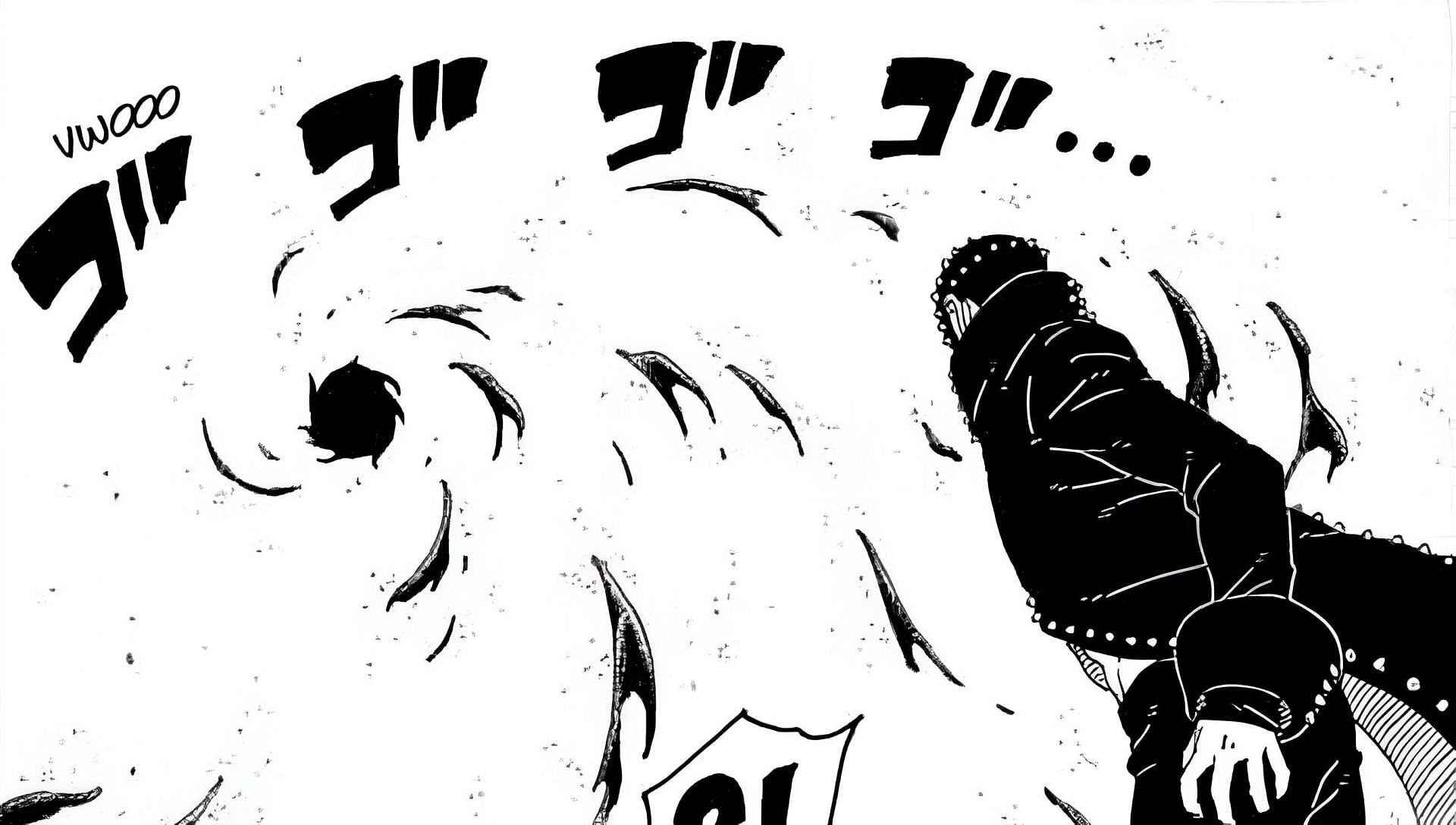 Sarada using her Mangekyo Sharingan ability on Ryu (Image via Shueisha)