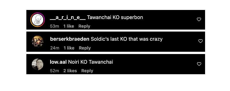Screenshot of comments. [ONE Championship/Instagram]