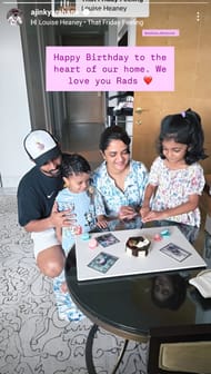 Ajinkya Rahane with his wife and kids. Source - Ajinkya Rahane/IG)