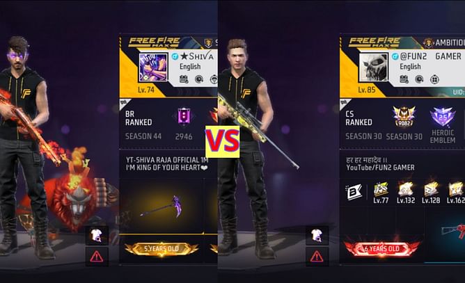 Shiva Raja Official vs Fun2 Gamer: किसके Free Fire MAX में बेहतर स्टैट्स हैं?