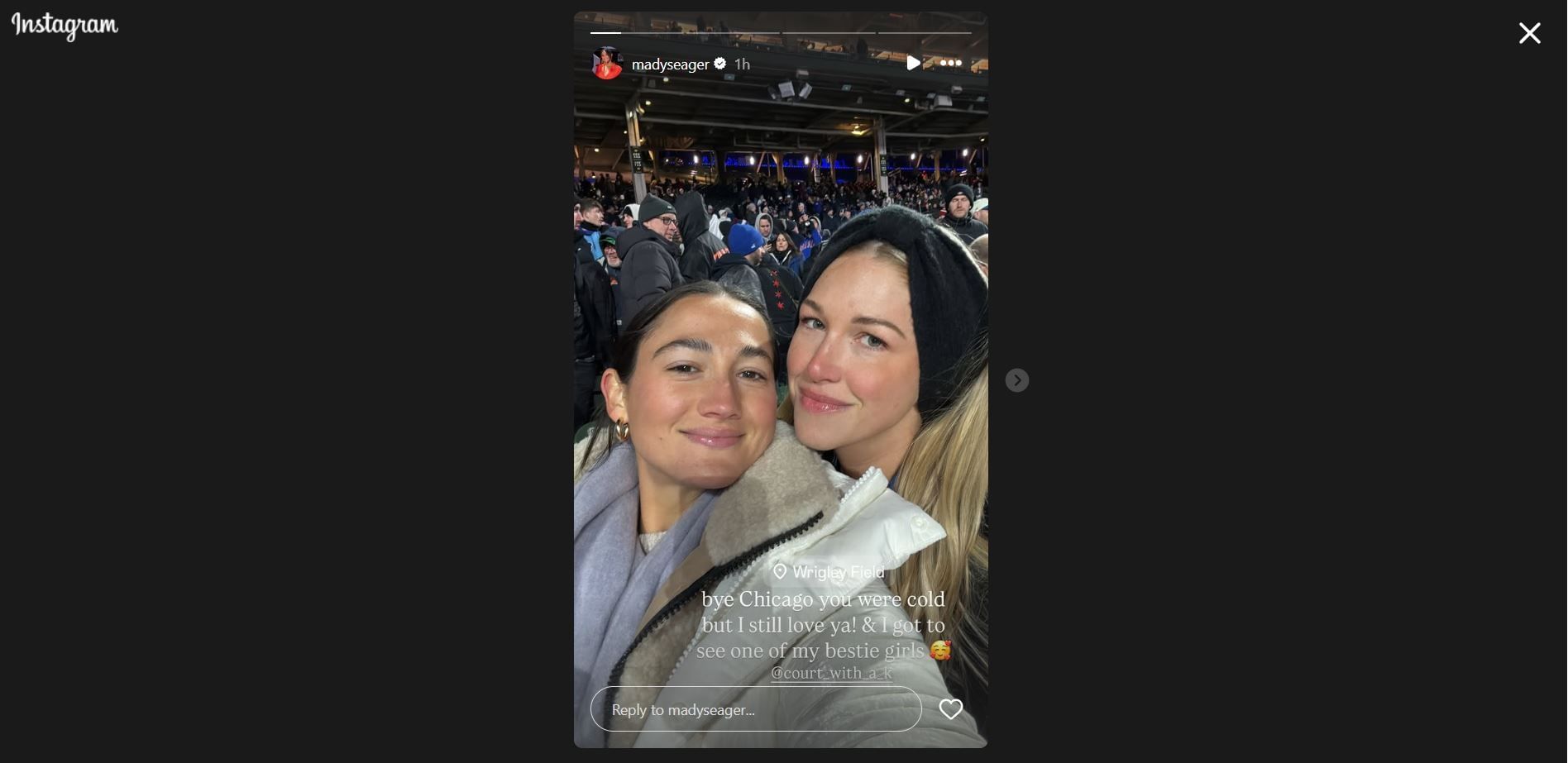 Corey Seager's wife Madisyn reveals her MLB bestie during a Windy City visit for Rangers vs. Cubs - Source: IG