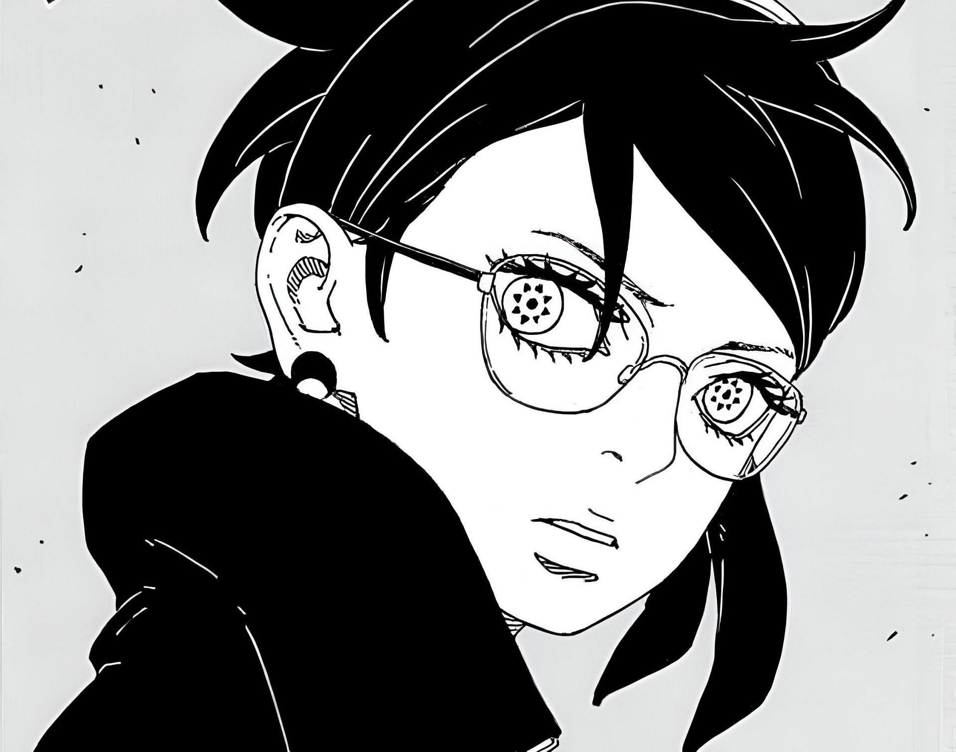 Sarada Uchiha as seen in the Boruto: Two Blue Vortex manga (Image via Shueisha)