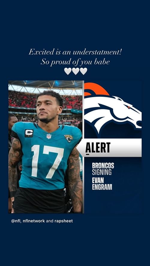Emily reacts to her husband Evan Engram joining the Denver Broncos.
