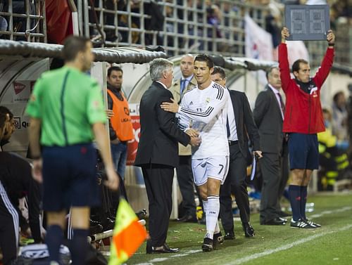 L to R: Ancelotti and Ronaldo - Source: Getty