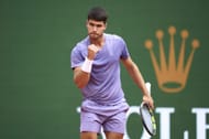 Alcaraz celebrates a point in the Rolex Monte-Carlo Masters - Source: Getty