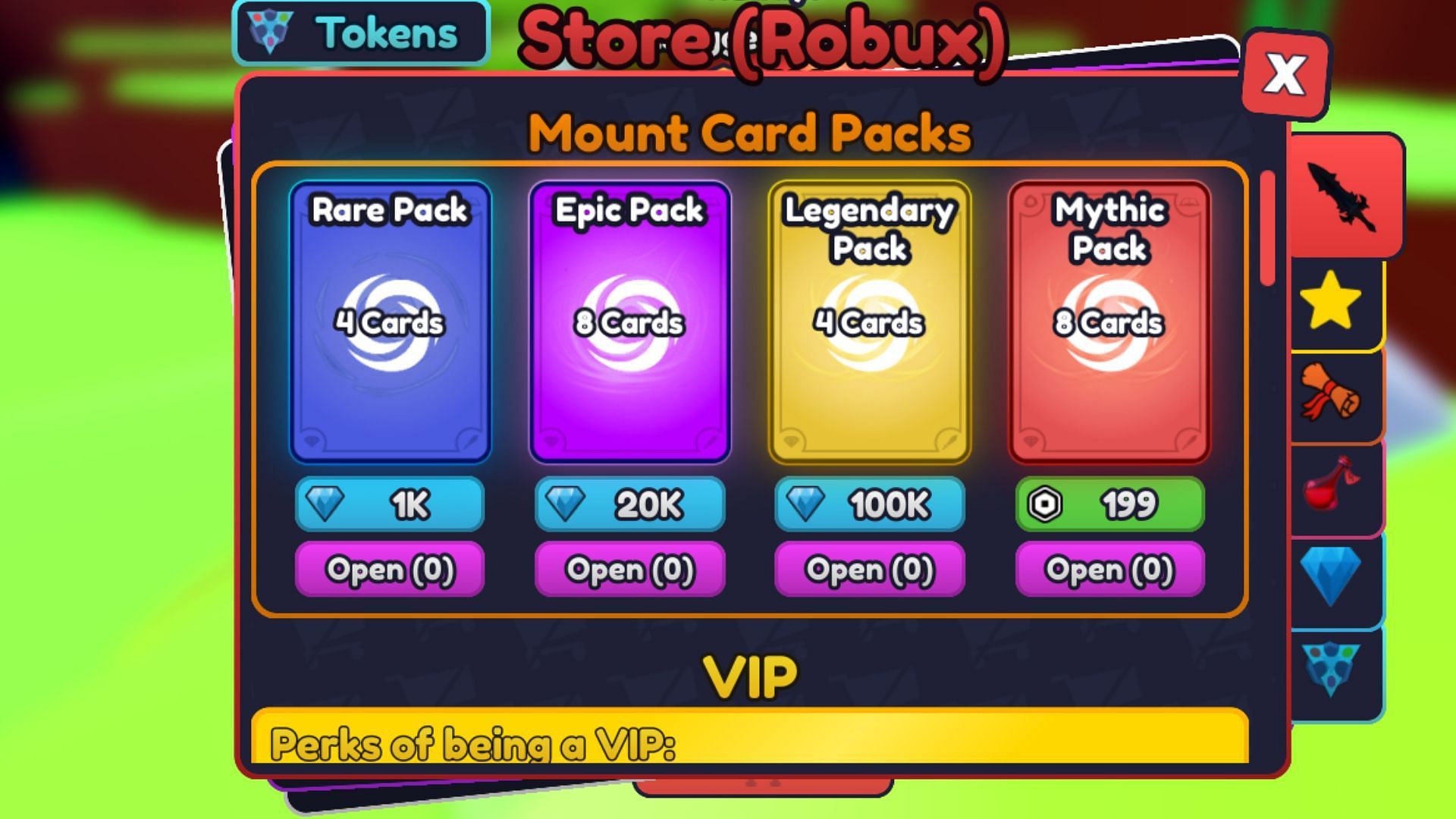 Mount Card Packs in Sword Haven (Image via Roblox)