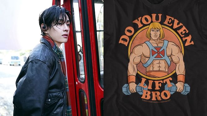 “Turned into a gym bro and started shading” — Fans hilariously react as BTS’ Taehyung rocks He-Man’s ‘Do You Even Lift Bro’ meme tee in a viral video